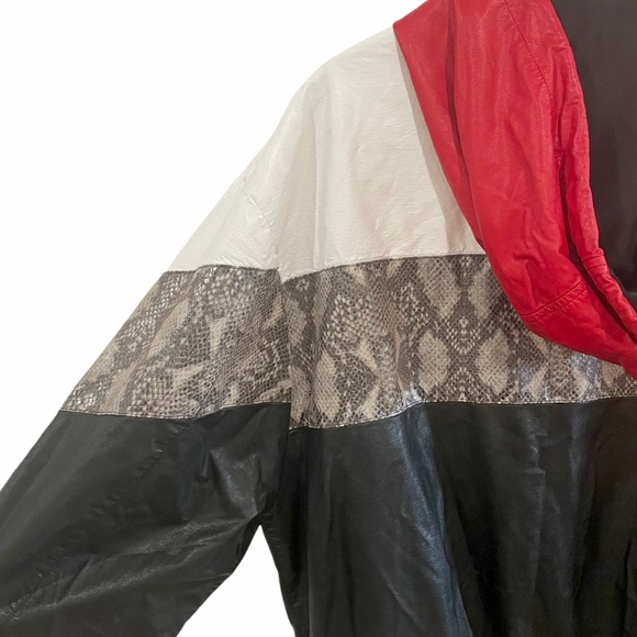 ♦️SOLD♦️MSGM Snakeskin Colorblock Faux Leather Jacket - Picture 12 of 15